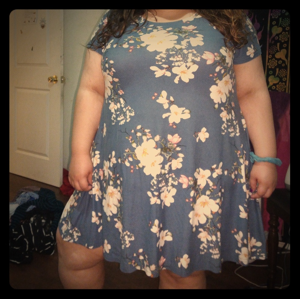 Blue Floral Pattern Dress